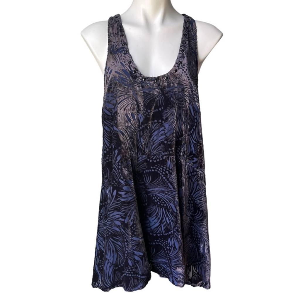 Free People Blue Patterned Sleeveless Top